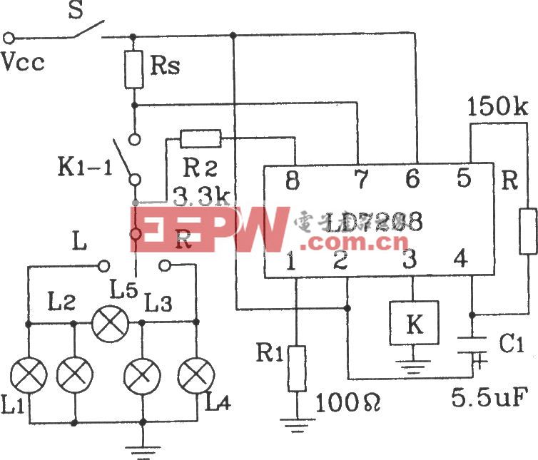 LD7208汽车转弯报警专用集成电路典型应用电路