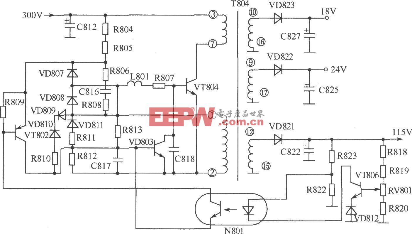 彩电开关稳压电源中的部分电路