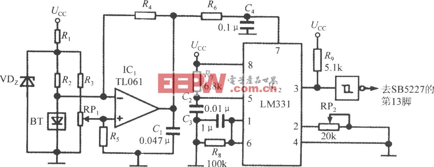 温度检测电路(智能化超声波测距专用集成电路SB5527)