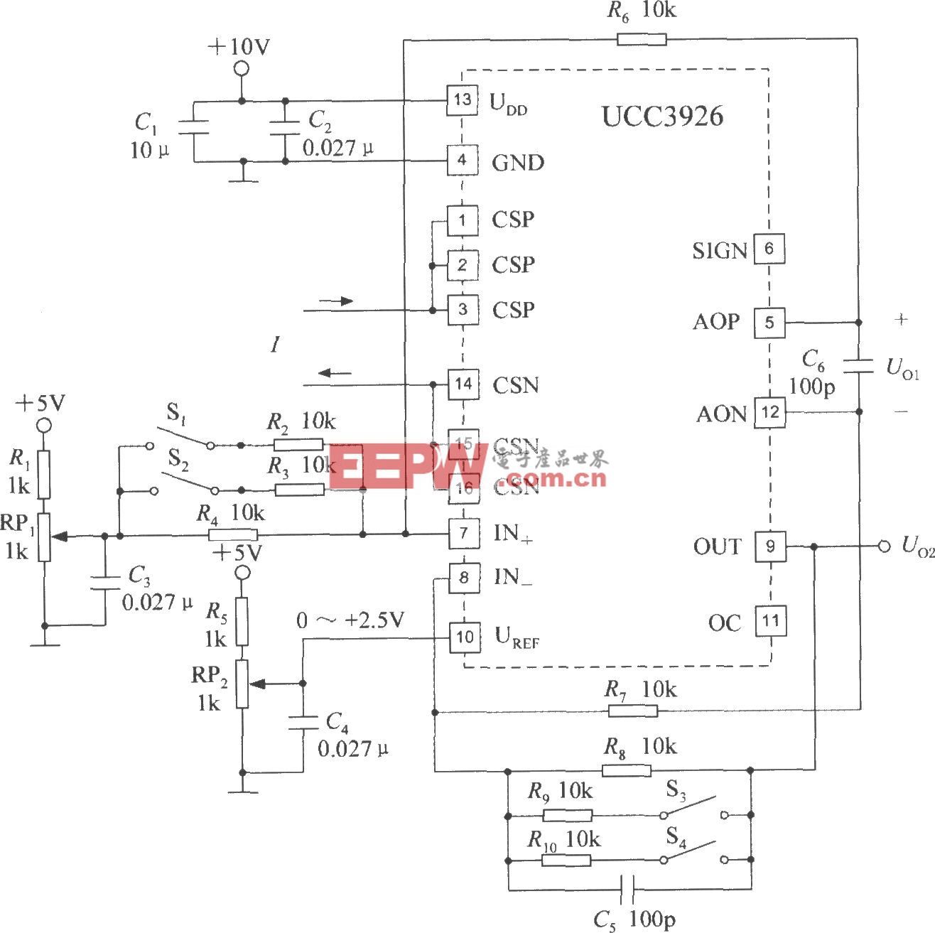 集成电流传感器UCC3926的典型应用电路