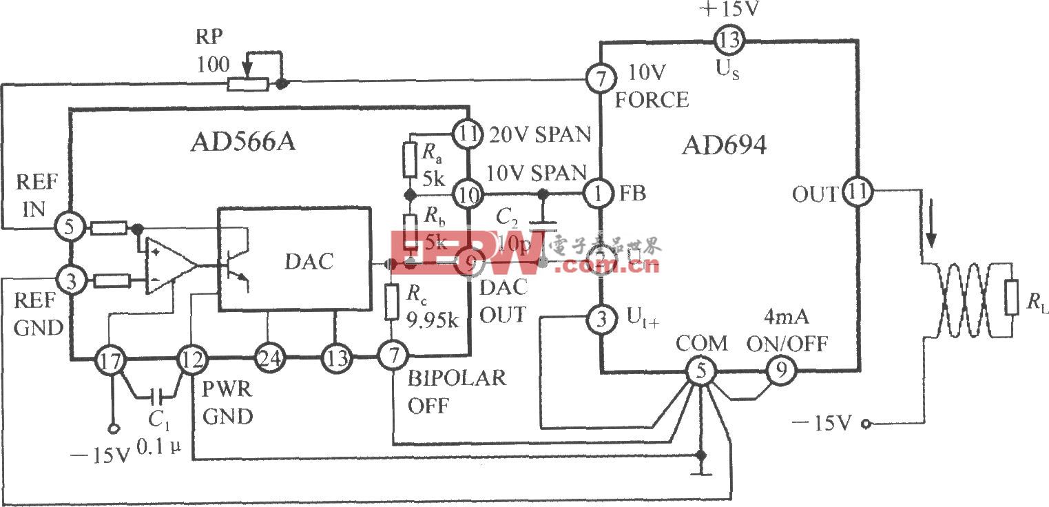 多功能传感信号调理器AD694用作数／模转换器(DAC)的电流环接口电路