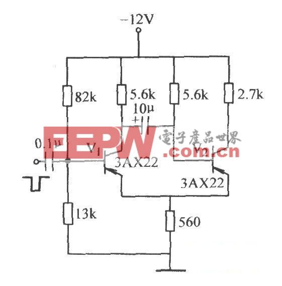 触发信号加至截止管基极的单稳态电路