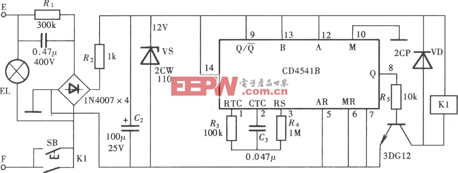 延时熄灯电路(CD4541B)