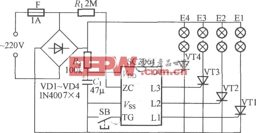 四路闪烁灯串电路(10)(SC3061)