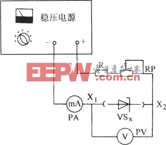 用稳压电源和电流表测试稳压二极管