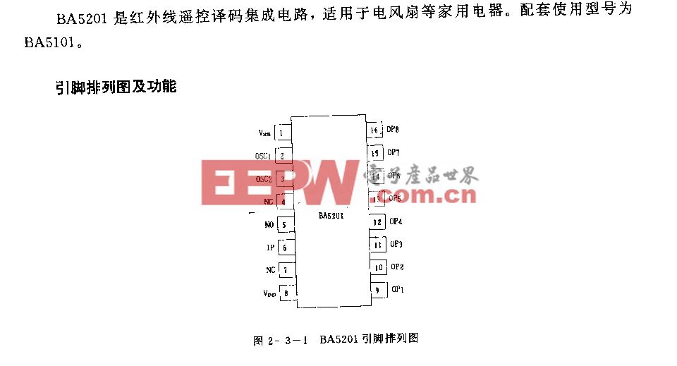 BA5201 (家用电器)红外线遥控译码电路