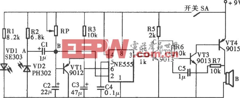 小麦播种机颗粒堵塞报警器电路