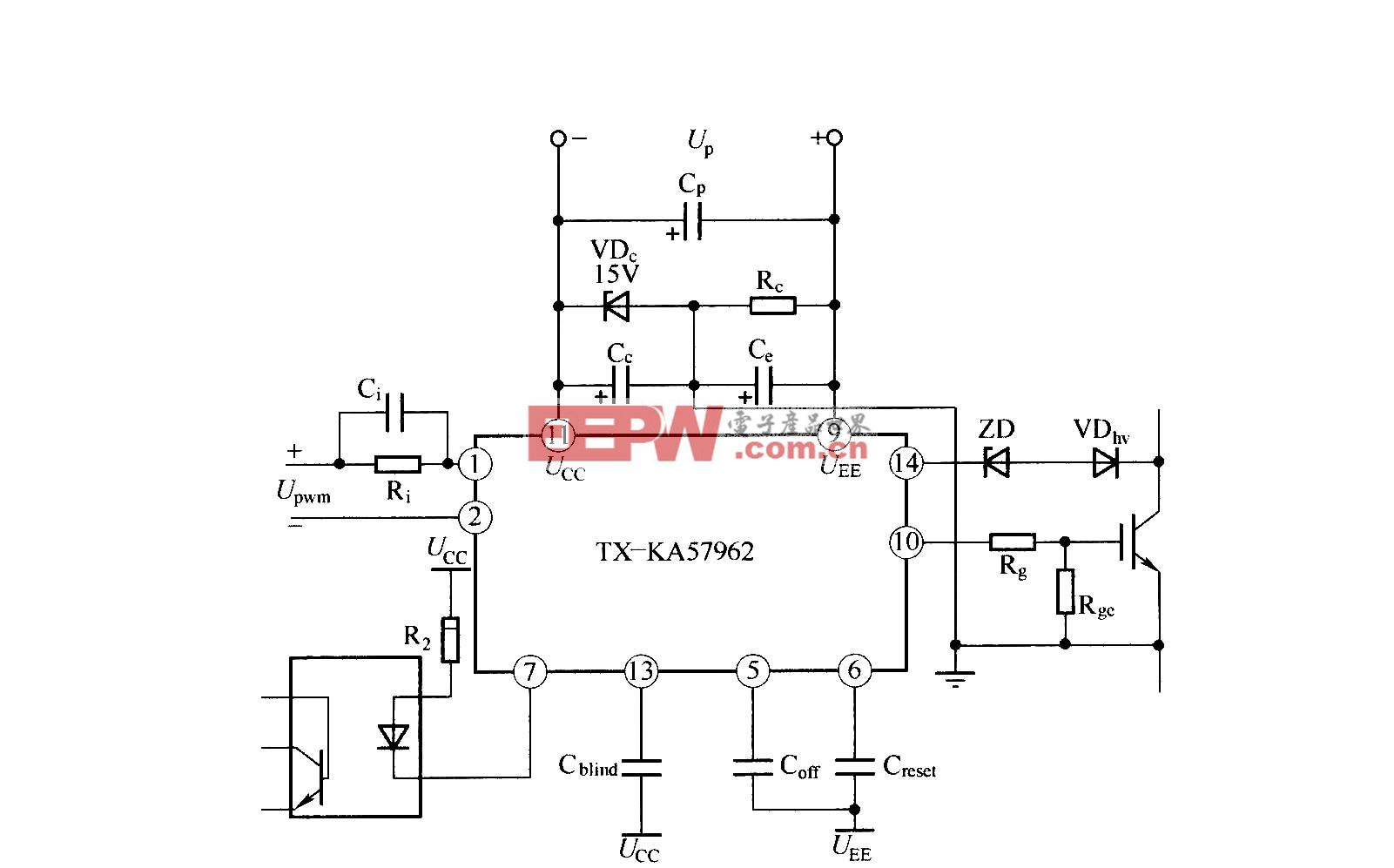 TX—KA57962 IGBT驱动器的应用连接图