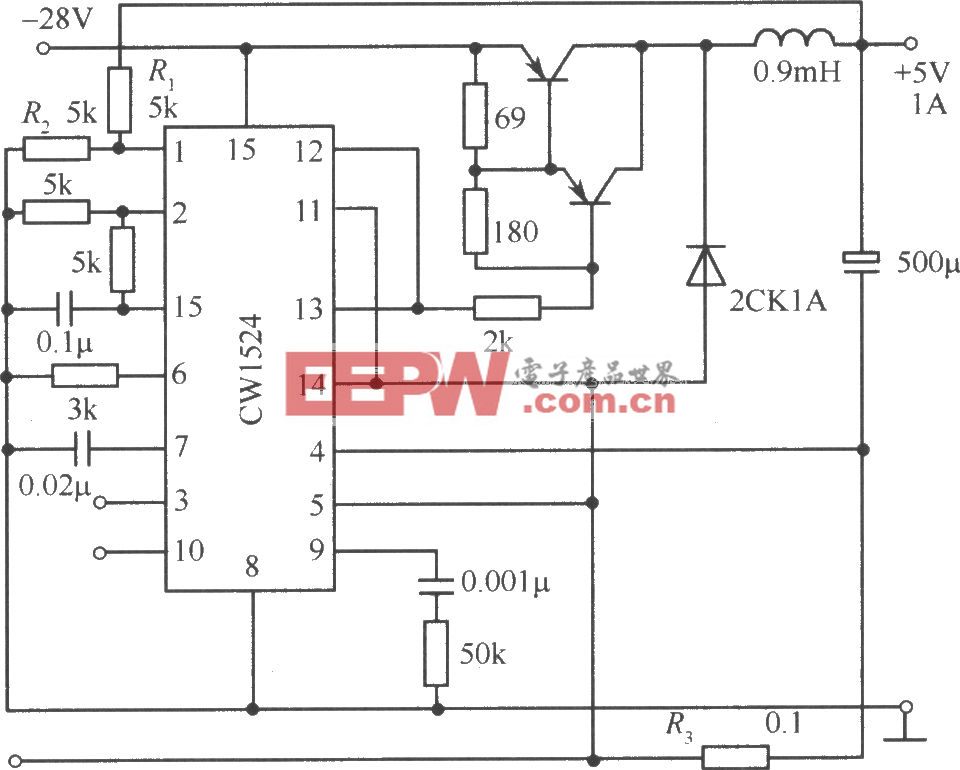 由CW1524组成的半桥式开关稳压电源电路