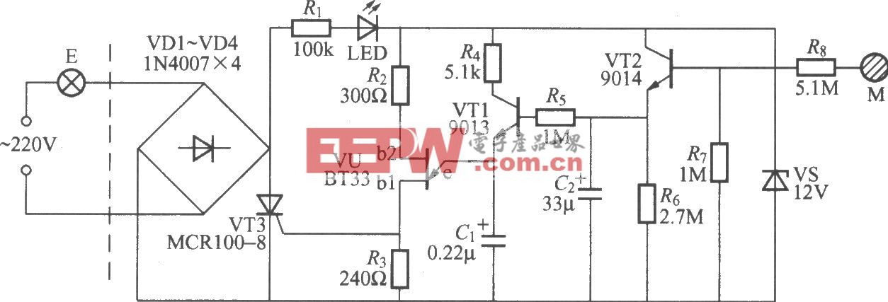 触摸式渐暗延迟灯电路