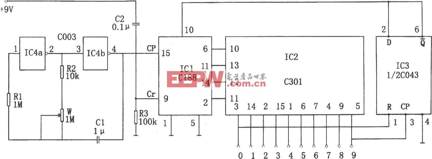 可逆式流水彩灯控制器(C043、C301、C188、C003)