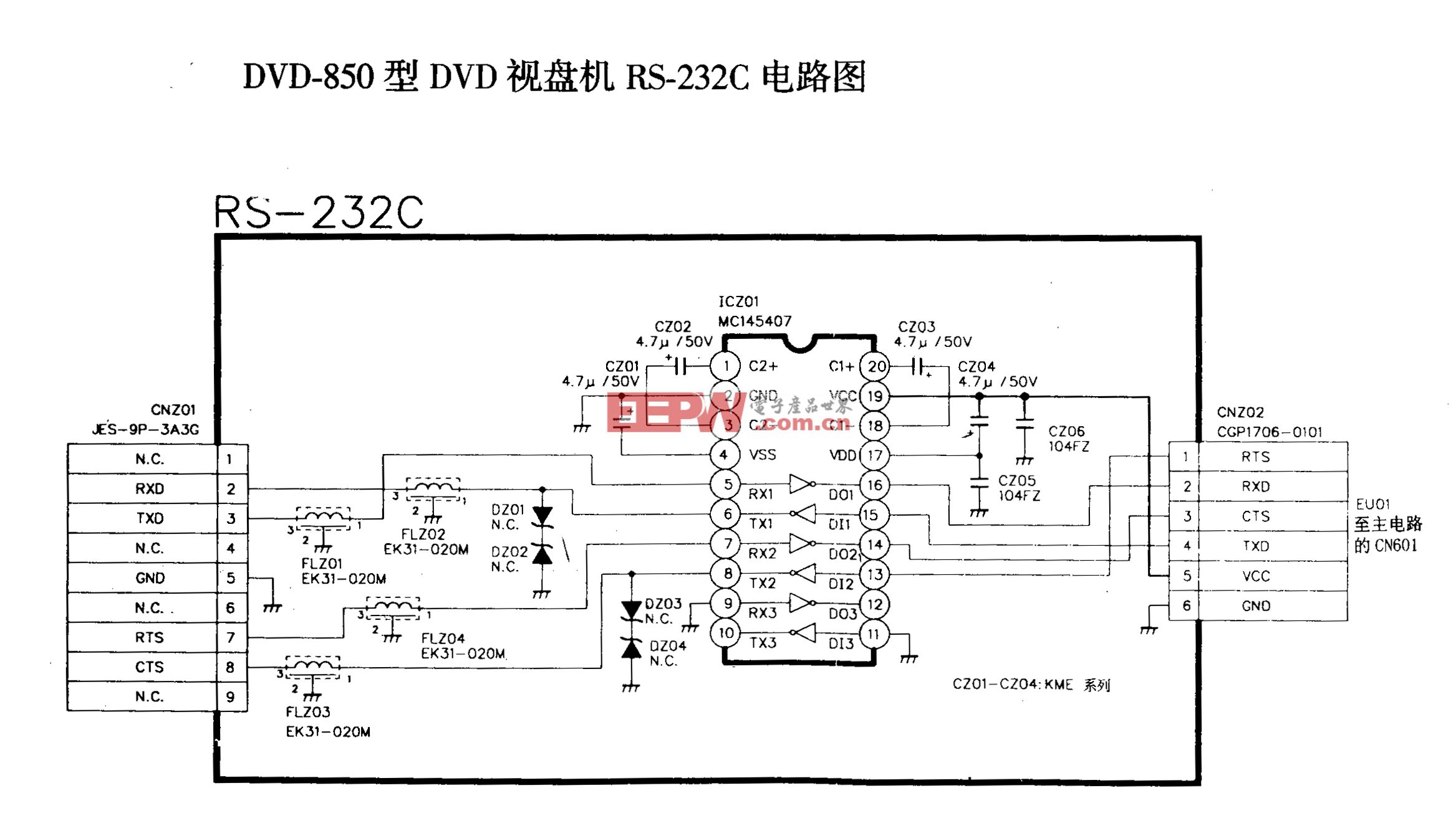 新科DVD-850型DVD-RS-232C电路图