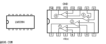 8个四电压比较器LM339的典型应用电路图