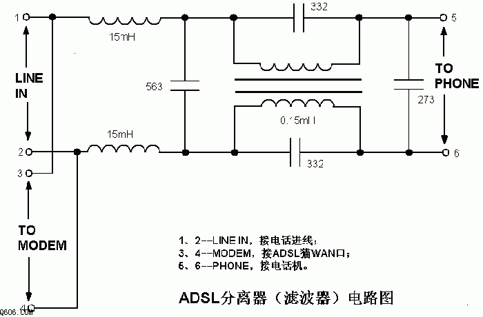 自制ADSL分离器电路图