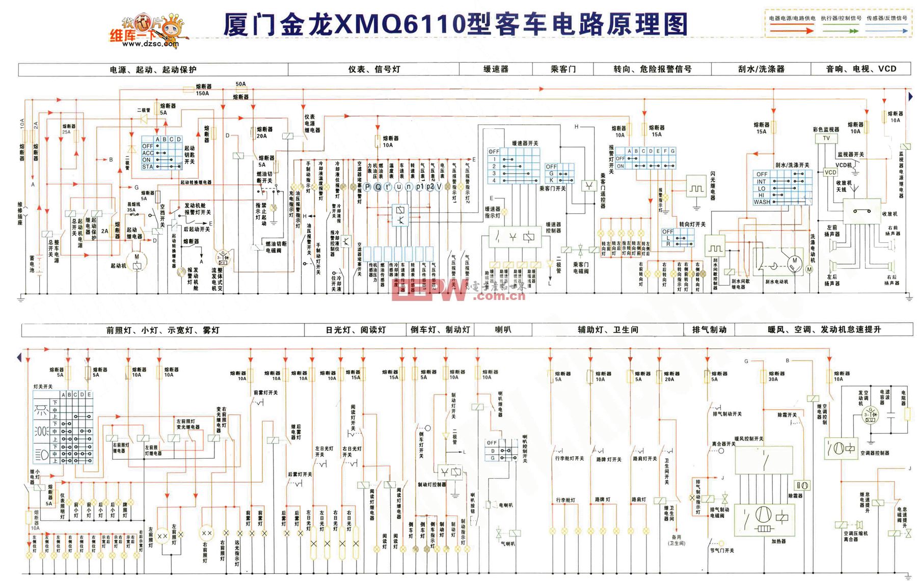 厦门金龙XMQ6110型客车电路原理图