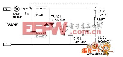 用氖灯触发的大功率双向可控硅调光器电路图