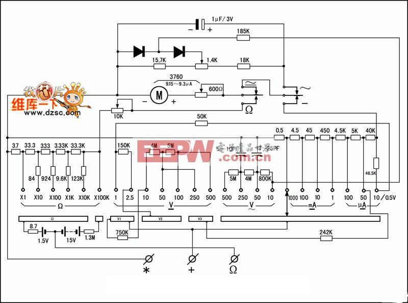 MF-10万用表电路图