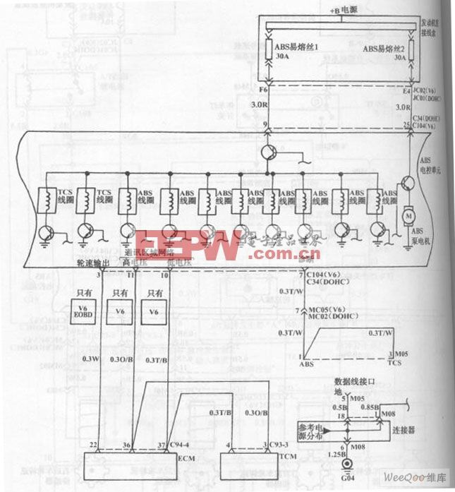 现代索那塔轿车防抱死制动系统/牵引力控制系统电路图二