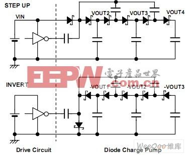 肖特基二极管组成的电荷泵多电压输出电路图