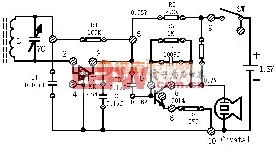 SK-102集成电路中波收音机电路图