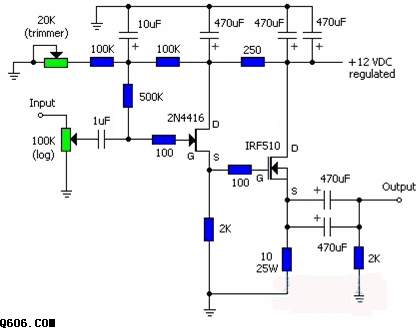 JFET-MOSFET耳机电路图