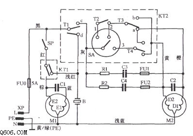 荣事达牌XPB50-l88S型双桶洗衣机电路