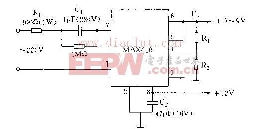MAX610输出电压可调电路图
