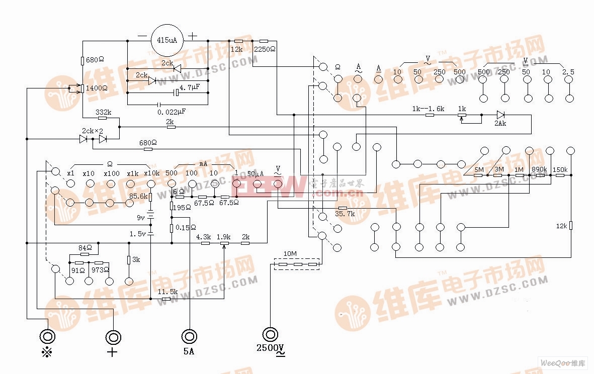 500-B型万用电表原路图