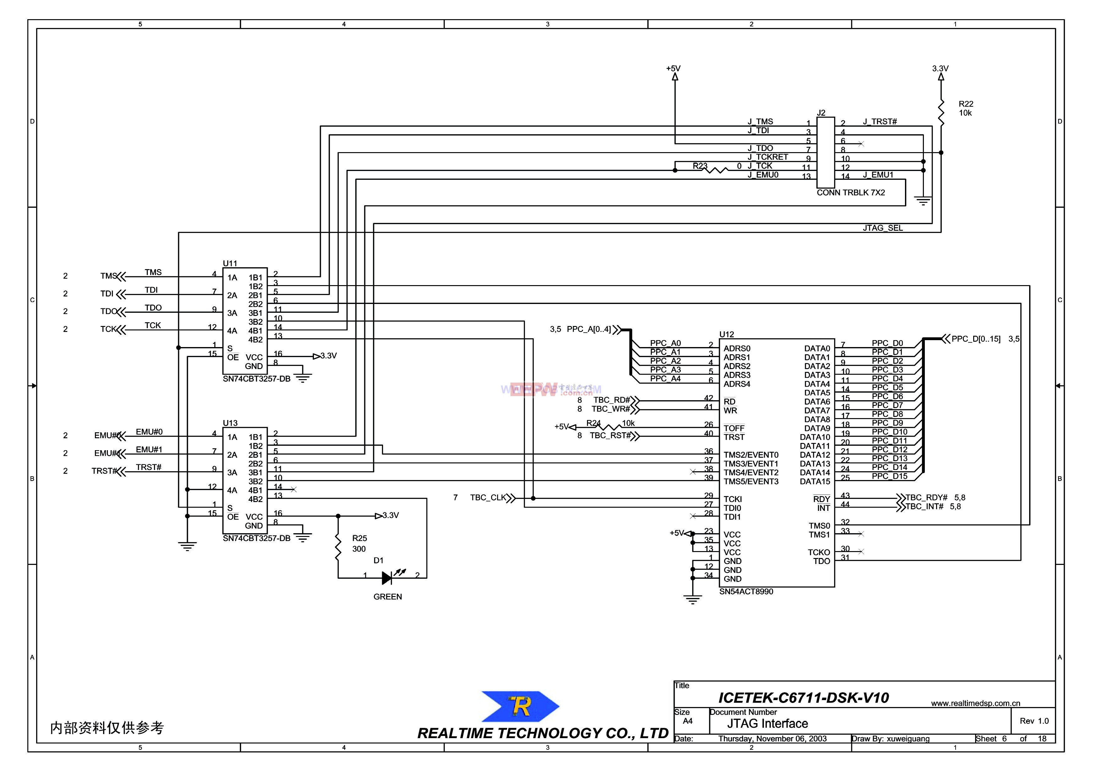 ICETEK-C6711-A的JTAG接口原理图