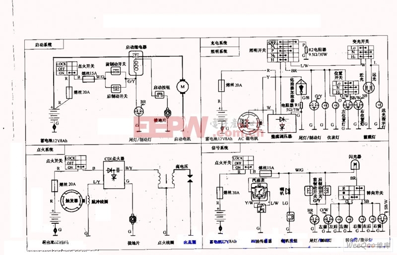 五羊本田WY125型摩托车分解电路