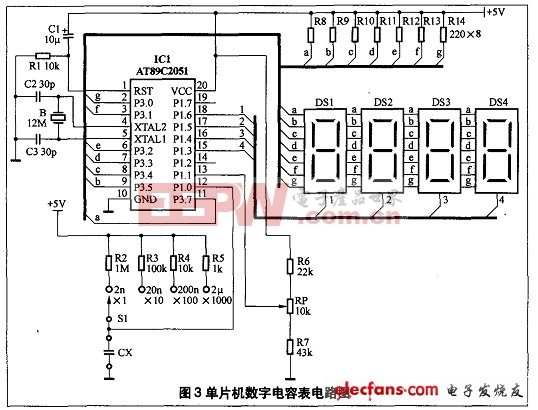 单片机数字电容表电路图