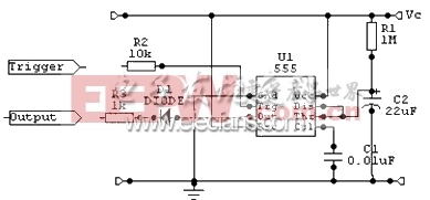 基于555定时器电源延时电路图
