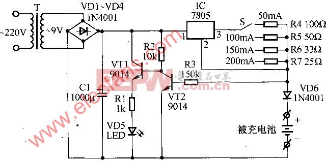 7805恒流充电电路