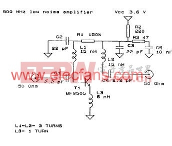 900MHZ低噪声放大器电路 www.elecfans.com