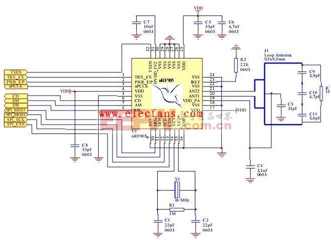 nrf905应用电路图