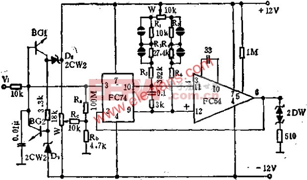 FC74与FC54运放组成的电压跟随器电路图