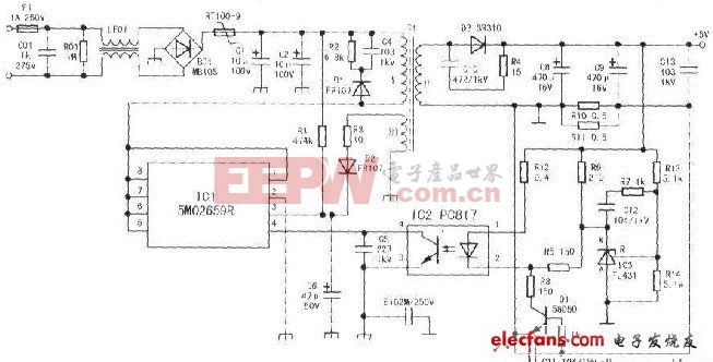 纽曼T02开关电源适配器LA-300电路原理图