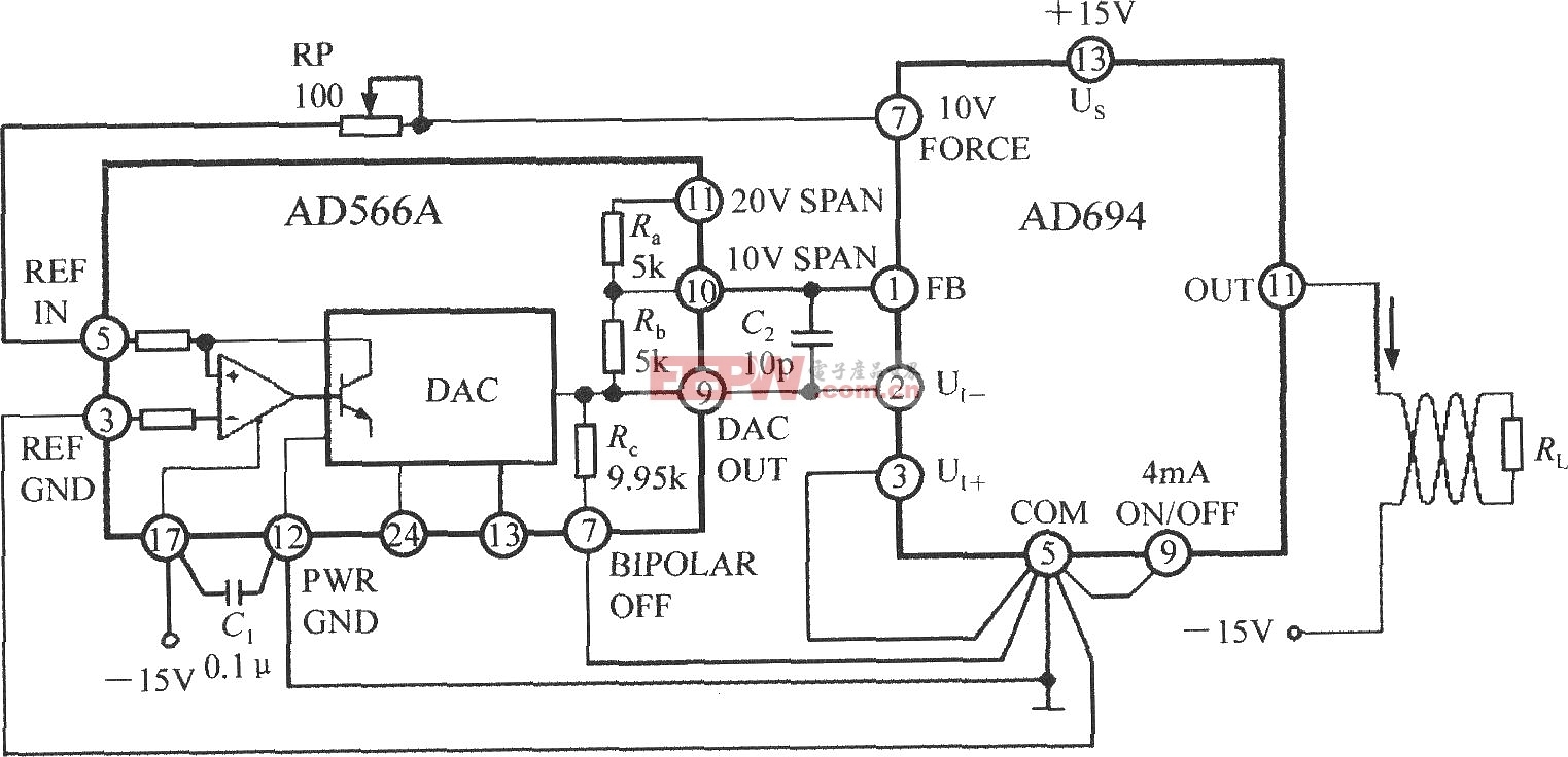 多功能传感信号调理器AD694用作数／模转换器(DAC)的电流环接口电