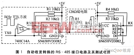 自动收发转换的RS-485接口电路及测试电路