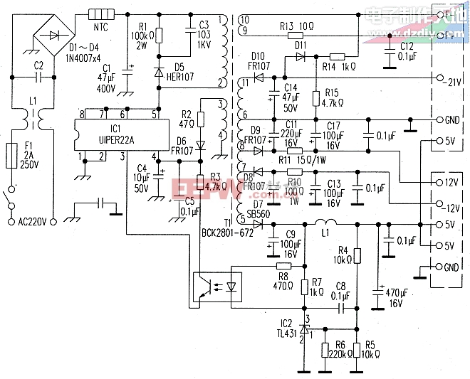 VIPER22A DVD开关电源电路-----VIPER22A POWER SUPPLY