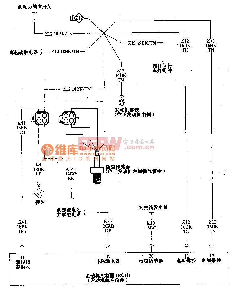 北京切诺基轻型越野汽车2.5L发动机电控系传感器与电脑(续)接线电路
