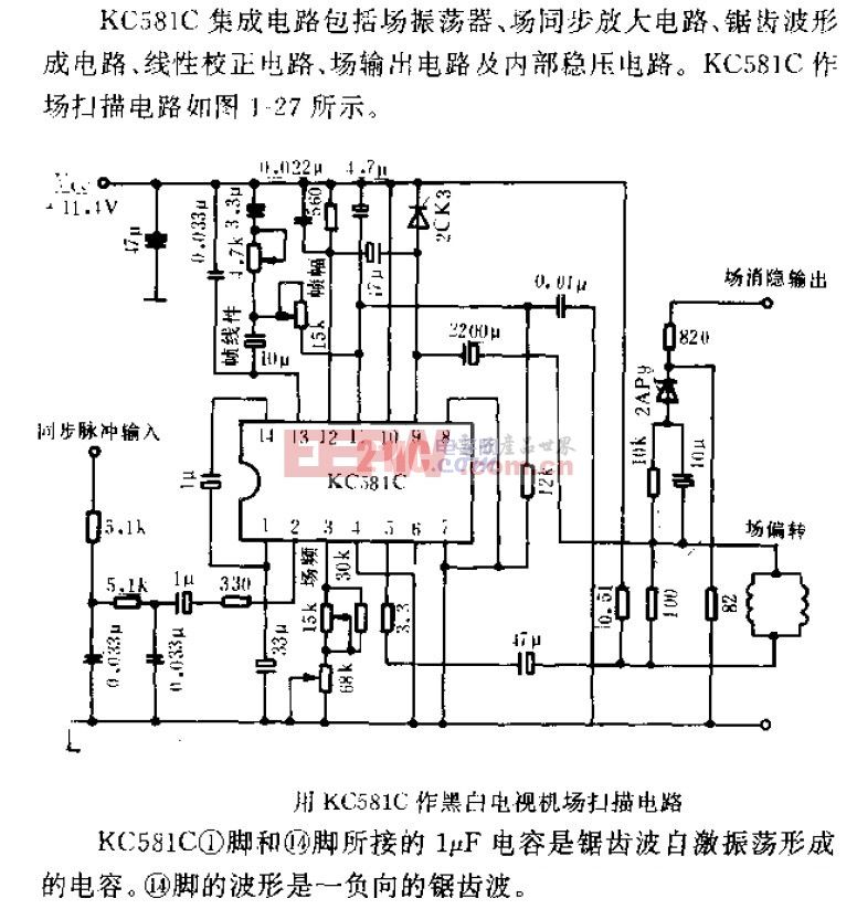 用KC581C作黑白电视机场扫描电路