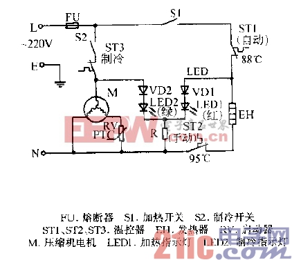 美的YLRT3-6C,YLRT3-6B冷热饮水机电路图