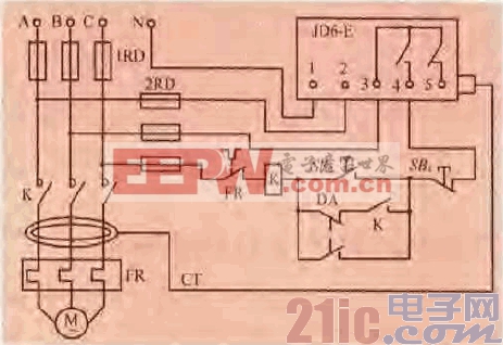 19.一款用漏电继电器的电机保护电路.gif