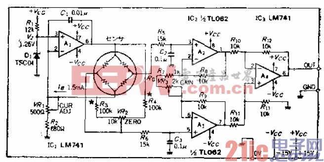 恒定电流驱动的电桥式传感器驱动-放大电路