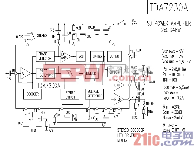 TDA7230A SD 功率放大器电路图