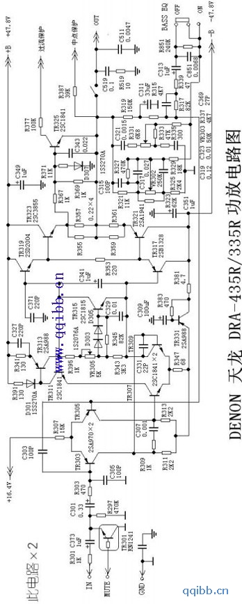 天龙DRA-335R 435R功放后级电路图