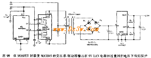 产生9V隔离电压的LAN电源