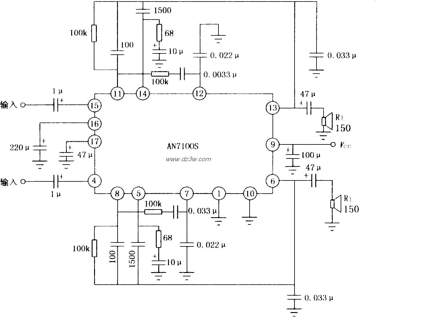 AN7100S双声道音频功率放