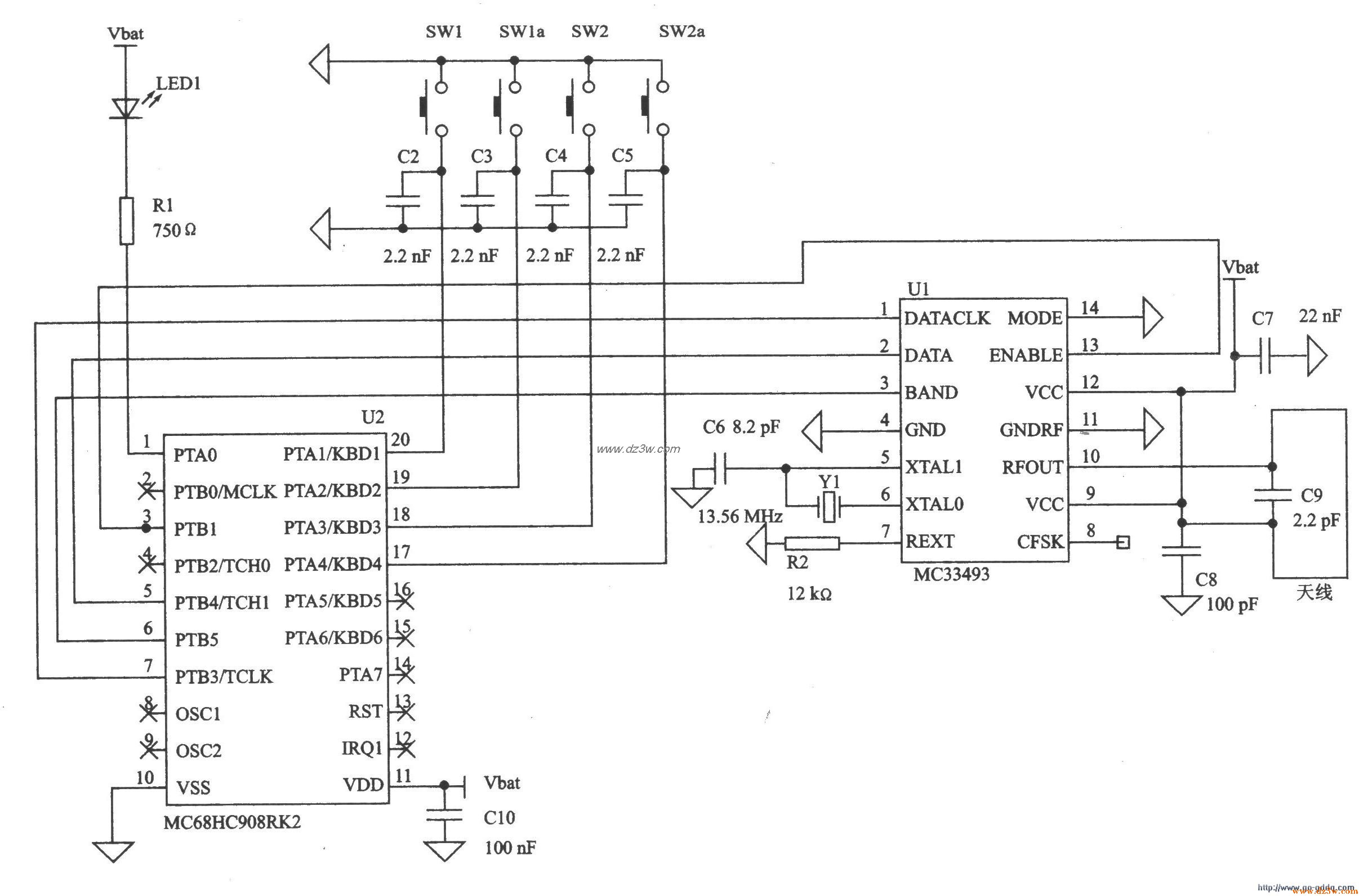 OOK/FSK双频发射器MC334